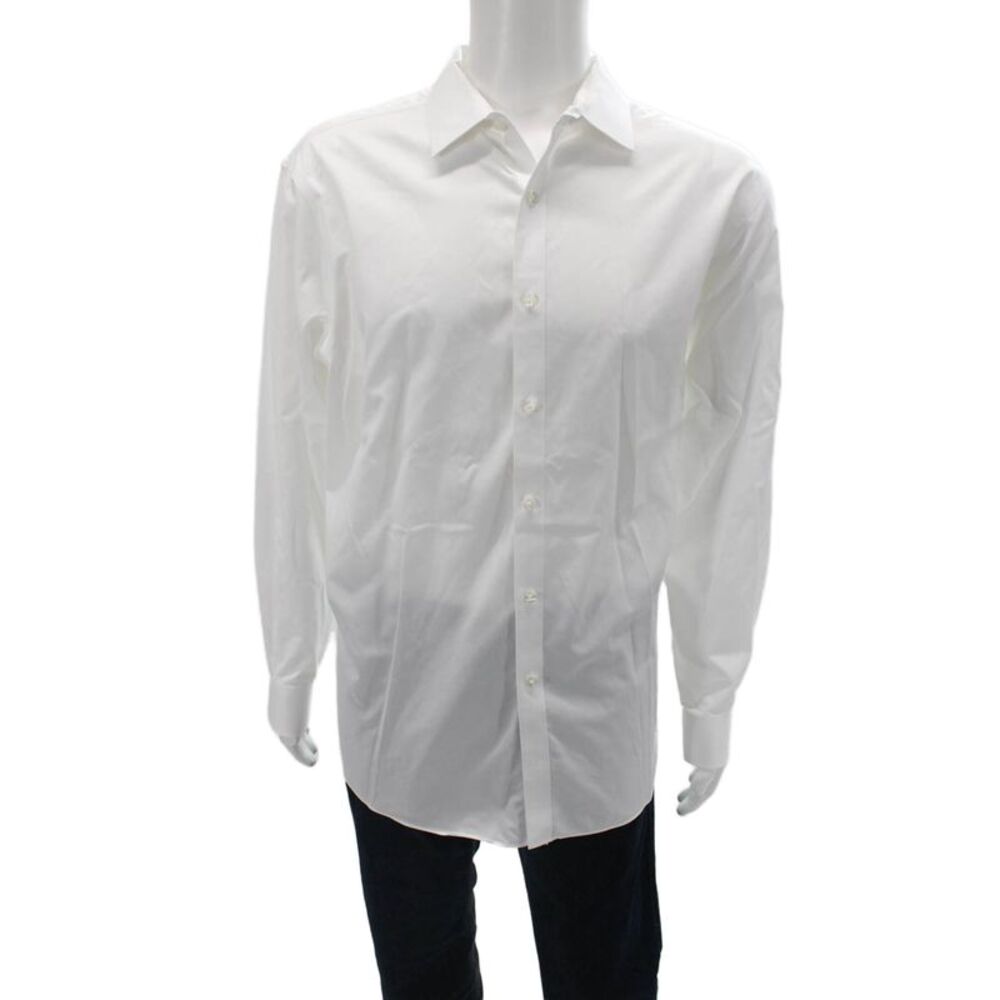 Hart Schaffner Marx Mens White Point Collar Long Sleeve Dress Shirt Size XL